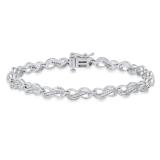 0.25 Carat (ctw) White Diamond Swirl Style Infinity Tennis Bracelet 1/4 CT 925 Sterling Silver