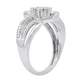 0.18 Carat (ctw) Round Diamond Illusion Flower Cluster Split-Shank Engagement Ring Sterling Silver