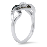 0.11 Carat (ctw) Round Blue, Green & White Diamond Knot Promise Ring in 925 Sterling Silver