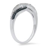 0.11 Carat (ctw) Blue Green & White Diamond Infinity Twisted Engagement Ring 925 Sterling Silver