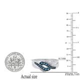 0.35 Carat (ctw) Round Blue & White Diamond Split Shank Double Twisted Engagement Ring for Women in 925 Sterling Silver