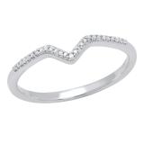 0.06 Carat (ctw) Round White Diamond Chevron Band V Shaped Ladies Wedding Ring Sterling Silver