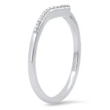 0.06 Carat (ctw) Round White Diamond Chevron Band V Shaped Ladies Wedding Ring Sterling Silver