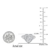 Round Diamond Accents Triple Heart With Side Plain Hearts Illusion Ring For Ladies Sterling Silver