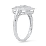 Round Diamond Accents Illusion Set Square Shaped Art Deco Wedding Ring For Ladies Sterling Silver
