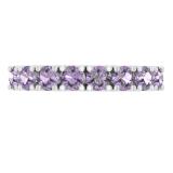 3 mm Round Amethyst Ladies Half Way Around Anniversary Classic Wedding Band 925 Sterling Silver
