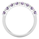 3 mm Round Amethyst Ladies Half Way Around Anniversary Classic Wedding Band 925 Sterling Silver