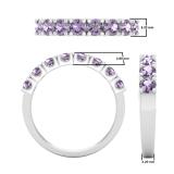 3 mm Round Amethyst Ladies Half Way Around Anniversary Classic Wedding Band 925 Sterling Silver