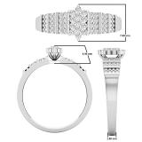 0.25 Carat (ctw) Round White Diamond Bridal Marquise Cluster Engagement Ring 1/4 CT Sterling Silver