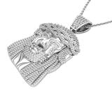 1.50 Carat (ctw) Round Diamond Jesus Christ Face Crown Pendant for Men 1 1/2 CT, 925 Sterling Silver