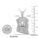 1.50 Carat (ctw) Round Diamond Jesus Christ Face Crown Pendant for Men 1 1/2 CT, 925 Sterling Silver