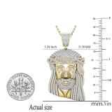 1.50 Carat (ctw) Round Diamond Jesus Christ Face Crown Pendant for Men 1 1/2 CT, 10K Yellow Gold
