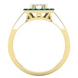 0.40 Carat (ctw) Round Blue & White Diamond Cluster Floral Engagement Ring for Her 14K Yellow Gold