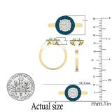 0.40 Carat (ctw) Round Blue & White Diamond Cluster Floral Engagement Ring for Her 14K Yellow Gold