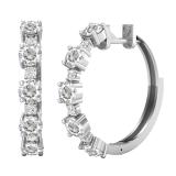 2.85 Carat (ctw) Stunning Round White Diamond Huggies Hoop Earnings | 14K White Gold