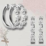 2.85 Carat (ctw) Stunning Round White Diamond Huggies Hoop Earnings | 14K White Gold
