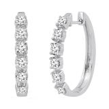 1.00 Carat (ctw) Round White Diamond Huggies & Hoop Illusion Ladies Earrings  10K White Gold