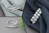 1.00 Carat (ctw) Round White Diamond Huggies & Hoop Illusion Ladies Earrings  10K White Gold