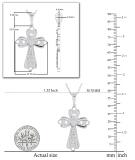 0.10 Carat (ctw) Round White Diamond Ladies Cross Charm Religious Pendant 1/10 CT | 925 Sterling Silver