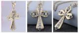 0.10 Carat (ctw) Round White Diamond Ladies Cross Charm Religious Pendant 1/10 CT | 10K Yellow Gold