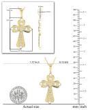 0.10 Carat (ctw) Round White Diamond Ladies Cross Charm Religious Pendant 1/10 CT | 10K Yellow Gold