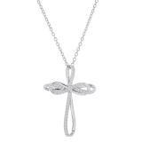 0.25 Carat (ctw) Artistic Round White Diamond Ladies Infinity Cross Pendant 1/4 CT | 18K White Gold