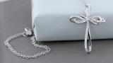 0.25 Carat (ctw) Artistic Round White Diamond Ladies Infinity Cross Pendant 1/4 CT | 18K White Gold
