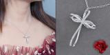 0.25 Carat (ctw) Artistic Round White Diamond Ladies Infinity Cross Pendant 1/4 CT | 18K White Gold