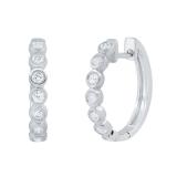 0.5 Carat (ctw) Round Diamond Impressive Ladies Huggies Hoop Earrings 1/2 CT 14K White Gold