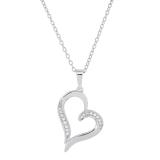 0.10 Carat (ctw) Round White Diamond Ladies Trendy Heart Shaped Pendant 10 CT | 925 Sterling Silver