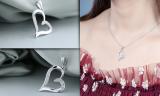 0.10 Carat (ctw) Round White Diamond Ladies Trendy Heart Shaped Pendant 10 CT | 925 Sterling Silver