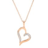 0.10 Carat (ctw) Round White Diamond Ladies Trendy Heart Shaped Pendant 10 CT | 18K Rose Gold