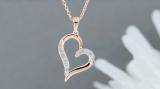 0.10 Carat (ctw) Round White Diamond Ladies Trendy Heart Shaped Pendant 10 CT | 18K Rose Gold