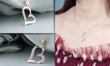0.10 Carat (ctw) Round White Diamond Ladies Trendy Heart Shaped Pendant 10 CT | 18K Rose Gold
