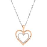 0.10 Carat (ctw) White Diamond Ladies Trendy Double Heart Shaped Pendant 10 CT | 14K Rose Gold