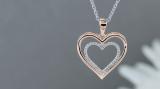 0.10 Carat (ctw) White Diamond Ladies Trendy Double Heart Shaped Pendant 10 CT | 14K Rose Gold