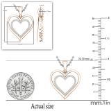 0.10 Carat (ctw) White Diamond Ladies Trendy Double Heart Shaped Pendant 10 CT | 14K Rose Gold