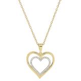 0.10 Carat (ctw) White Diamond Ladies Trendy Double Heart Shaped Pendant 10 CT | 10K Yellow Gold