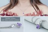7 MM Originative Cushion Amethyst & White Diamond Ladies Stunning Pendant, 925 Sterling Silver