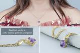 7 MM Originative Cushion Amethyst & White Diamond Ladies Stunning Pendant, 10K Yellow Gold