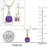 7 MM Originative Cushion Amethyst & White Diamond Ladies Stunning Pendant, 10K Yellow Gold