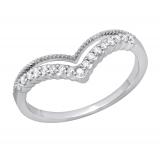 0.15 Carat (ctw) Stylish V Shaped White Diamond Ladies Marvellous Wedding Ring 10K White Gold