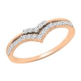 0.25 Carat (ctw) Stylish Two Layers V Shaped White Diamond Ladies Wedding Ring 1/4 CT 10K Rose Gold