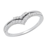 0.25 Carat (ctw) Stylish Two Layers V Shaped White Diamond Ladies Wedding Ring 1/4 CT 925 Sterling Silver