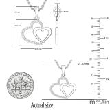 0.15 Carat (ctw) White Diamond Ladies Trendy Double Heart Shaped Pendant | 925 Sterling Silver