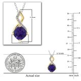 6 MM Cushion Cut Amethyst & White Diamond Ladies Stunning Pendant | 18K Yellow Gold