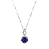 6 MM Cushion Cut Amethyst & White Diamond Ladies Stunning Pendant | 925 Sterling Silver