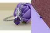6 MM Cushion Cut Amethyst & White Diamond Ladies Stunning Pendant | 925 Sterling Silver
