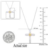 0.25 Carat (ctw) Baguette Diamond Cross Pendant 1/4 CT, White & Yellow Gold Plated Sterling Silver