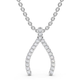 0.10 Carat (ctw) Round Diamond Ladies Tiny Dainty Wishbone Pendant 1/10 CT 925 Sterling Silver